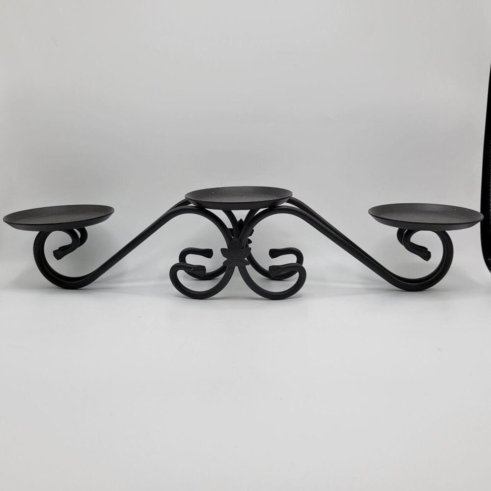 Longaberger Wrought Iron 3 Tier Pillar Candle Holder Maple Leaf Stand - Picture 2 of 10